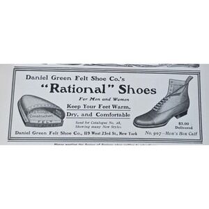1903 Daniel Green Felt Shoe Co Rational Shoes Vintage Print Ad No 907 Box Calf